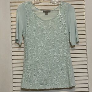 Elegant Mint Lace Overlay Top